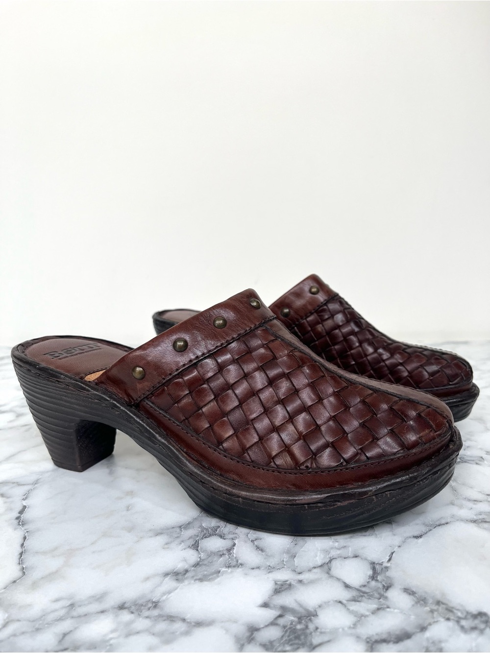 BORN Kahni Woven Leather Bohemian Hippie Comfort Walking Clogs Woman’s 8
